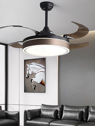  led loftsventilatorer 108cm 1-lys dæmpbar malet finish metal akryl moderne nordisk stil soveværelse spisestue kun dæmpbar med fjernbetjening