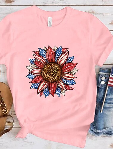  Independence Day 4 juli Amerikaanse Vlag T-Shirt Cartoon Manga Amerikaanse Vlag Harajuku Grafisch Kawaii Voor Dames Volwassenen Maskerade 4 juli Heet stempelen Festival