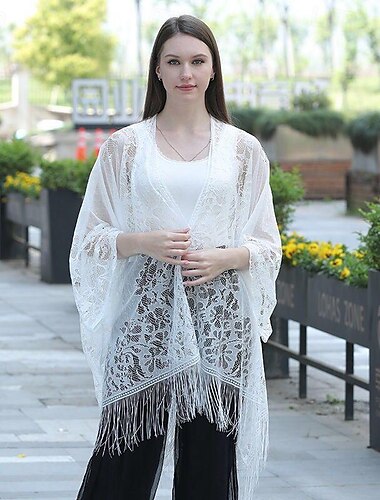  Schals Wickeltücher für Frauen Elegant Brautkleidung Ärmellos Polyester Hochzeit Schals Mit Pure Farbe Für Party Frühling Sommer