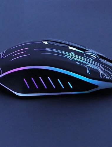  Gaming-Maus optional dpi 800-1200-2400-3200 kabelgebundene Gaming-Maus bunte Lichter gestreifte Linie Gaming-Maus Bungee