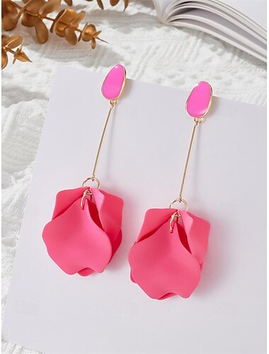  Damen Ohrstecker Tropfen-Ohrringe Kreolen Schwarz Rote Blau Acryl Elegant Böhmen Tropisch