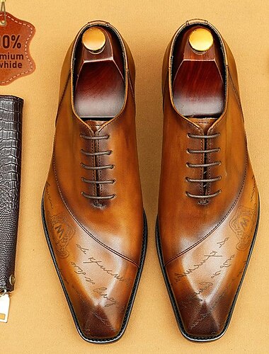  Per uomo Scarpe da sera Di pelle Pelle bovina pieno fiore italiana Comodo Antiscivolo Con lacci intrecciali Nero Marrone