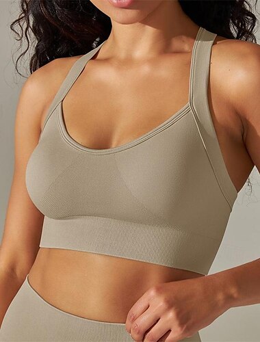  Damen Leichte Unterstützung Sport Bustier bh Sport-BH Bustier Rückenfrei mit am Rücken überkreuzten Trägern BH-Oberteil Gefüttert Fitness Freizeit Sport Laufen Atmungsaktiv Leichtgewichtig Weich