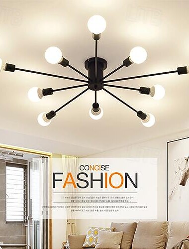  Luz de techo led 87/100cm 6 cabezas/8 cabezas de vidrio moderno montaje semiempotrado sputnik luces de techo cafés Oficina 110-240v