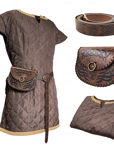  العصور الوسطى عصر النهضة ملابس حزام الخصر الحقيبة الحزام محارب الفايكينج ملابس تنكرية رجالي الفايكينج عيد الرعب مهرجان أداء LARP رن فير للبالغين سترة كيس حزام الخصر