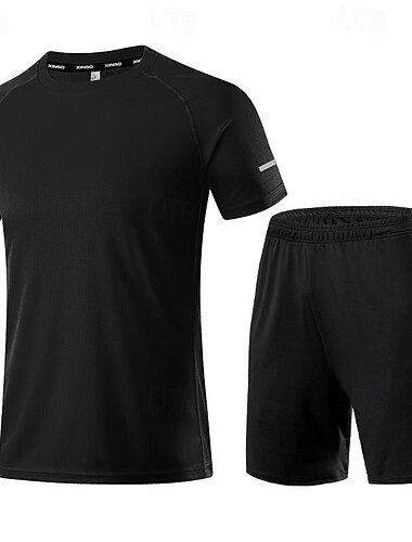  Homens Camiseta de Corrida 2 pacotes Manga Curta Camiseta Casual Roupa Esportiva Respirável Secagem Rápida Macio Treino de Ginástica Corrida Caminhada Roupa de esporte Roupas Esportivas Cor Sólida