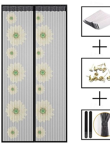  1 Stück Vorhang Haushalts-Magnettürvorhang Schmetterlings-Sonnenblumenfarbiger Anti-Mücken Türvorhang Insektenschutzvorhang Wohnzimmer Küche Schlafzimmer Bedruckter Polyester Gestreifter Weichvorhang