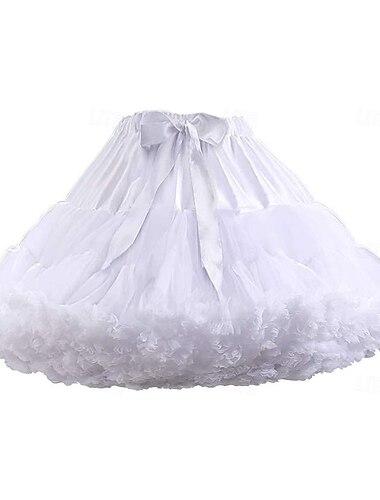  Damen Petticoat aus Chiffon mit elastischer Taille, bauschiger Tutu-Tüllrock, Prinzessinnen-Ballett-Tanz-Pettiskirts, Unterrock