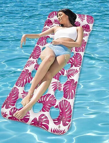  Aufblasbare Schwimmreihe mit multifunktionalem Wasserbecken und Becherhalter, Schwimmbett, aufblasbare Schwimmreihe, nach dem Aufblasen 140 x 92 x 64 cm