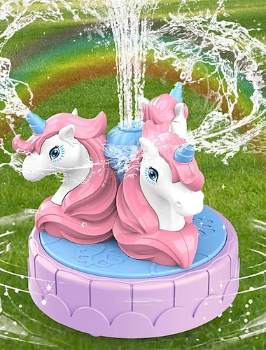  Arroseur licorne pour enfants, jouets d'extérieur pour les tout-petits de 2 à 4 ans, 3 à 5 ans, avec spray rotatif, se fixe au tuyau d'arrosage, activités d'été en plein air, jeu dans le jardin,