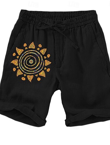  Herren Graphic Sonne Shorts Kurze Hosen Sommer-Shorts Lässige Shorts Mittlere Taillenlinie Strassenmode Designer Ethnischer Stil Casual Täglich Festtage Tasche Kordelzug Elastische Taille Designer