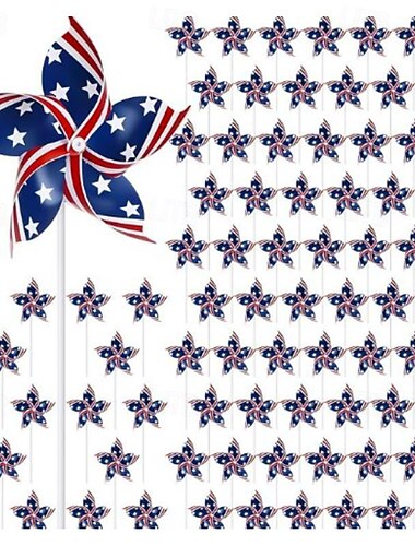  20 molinetes patrióticos de la bandera americana del 4 de julio, decoraciones de molinos de viento rojos, blancos y azules, regalos de fiesta del 4 de julio para niños, adultos, día de la
