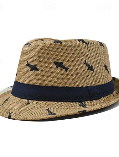  Herren Kentucky Derby Hut Sonnenhut Partyhut Weiß Kaki Baumwolle Mode Lässig Straße Täglich Fisch Sonnenschutz Atmungsaktiv