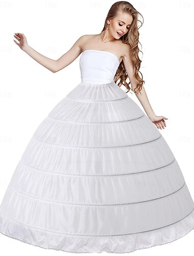  Rococo Baroque Victorienne Longueur au sol Jupe à cerceaux Sous jupe Crinoline Princesse Mariée 6 cerceaux Robe de bal Femmes Royal Mascarade Performance Mariage Soirée Adulte Jupon