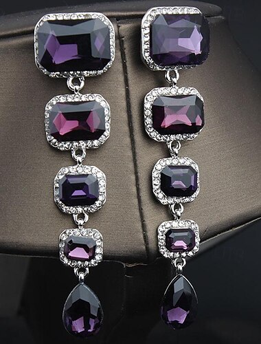  Damen Ohrstecker Tropfen-Ohrringe Kreolen Retro Tropfen Elegant Vintage Modisch Stilvoll Luxus Modern Ohrringe Schmuck Champagner / Rot / Blau Für Hochzeit Party Jahrestag Valentinstag Festtage