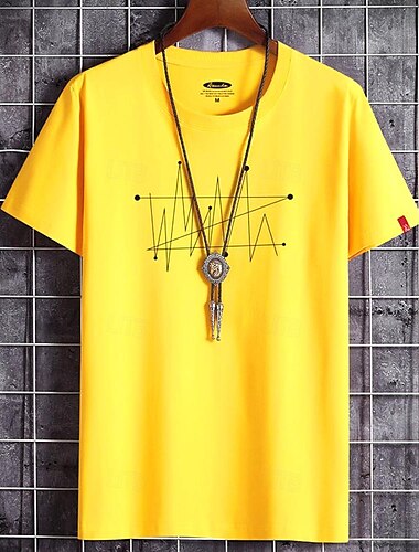  Herren Grafik T Shirt T-Shirt Baumwolle Kurzarm Grafik Hemd Schwarz Weiß Gelb Bequemes T-Shirt Urlaub Lässig Modedesigner-Kleidung