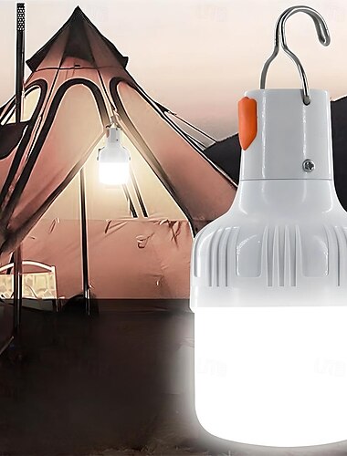  Bombillas led recargables usb para exteriores, luz de emergencia de 60w, gancho para acampar, pescar, linterna portátil, luces nocturnas