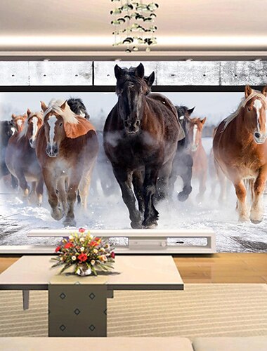  Cool wallpapers muurschildering paarden behang muursticker bekleding print lijm vereist 3D-effect canvas woondecoratie