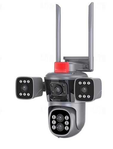  Caméra de surveillance panoramique avec zoom à quatre écrans, photographie sans fil, moniteur de téléphone portable à distance pour l'extérieur, haute définition