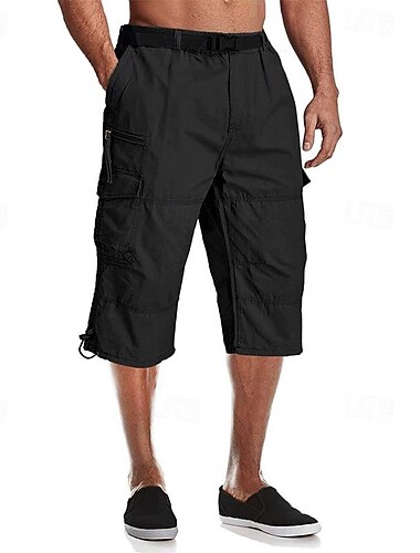  Herren Taktische Shorts Cargo Shorts Kurze Hosen Caprihose Knopf Elastische Taille Multi Pocket Glatt tragbar Wadenlänge Outdoor Täglich Campen und Wandern Modisch Klassisch Schwarz Armeegrün