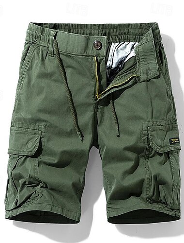  Herren Cargo Shorts Kurze Hosen Kurze Hose für Wanderer Kordelzug Multi Pocket Glatt Casual Strassenmode Cargohosen Stilvoll Armeegrün Schwarz