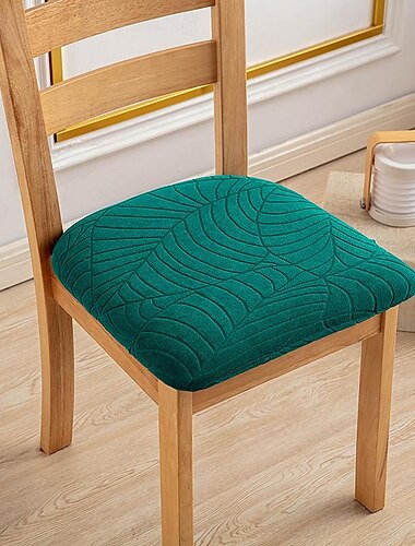  Jacquard-Sitzbezüge mit großen Blättern für das Esszimmer Stuhlhussen, leicht spritzwassergeschützt, kleiner Sitzkissenbezug, rutschfest, elastisch, gegen Katzenkratzen, 1 Stück