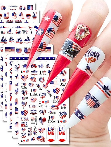  Наклейки для ногтей серии «День независимости» и наклейки для ногтей 8 шт. можно использовать как набор аксессуаров для ногтей