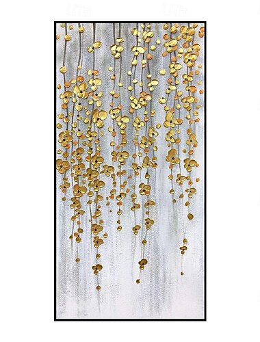  Peinture à l'huile faite à la main, toile murale, décoration artistique abstraite, fleur dorée pour la décoration de la maison, peinture roulée sans cadre, non étirée