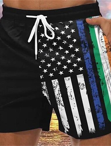  Independence Day 4 juli Amerikaanse Vlag Sportkleding Strandshorts Amerikaanse Vlag Harajuku Grafisch Kawaii Voor Voor heren Volwassenen Maskerade 4 juli 3D afdrukken Festival