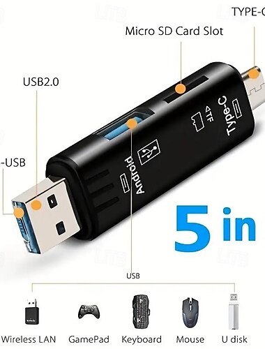  Устройство чтения карт памяти 5-в-1, otg android, многофункциональное устройство чтения карт tf, USB, «мульти-в-одном»