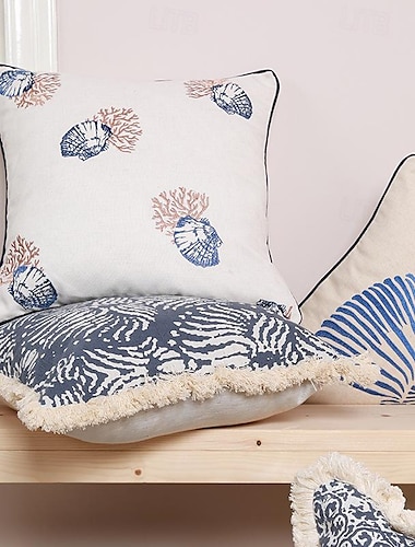  oceanische kwastje decoratieve toss kussens cover 1pc zachte vierkante kussen case kussensloop voor slaapkamer woonkamer slaapbank stoel zeeschildpad