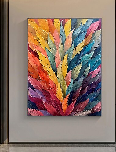  handgemaakte olieverf canvas kunst aan de muur decor originele kleurrijke planten schilderij abstracte tropische bloem schilderij woondecoratie met uitgerekt frame zonder binnenframe schilderij