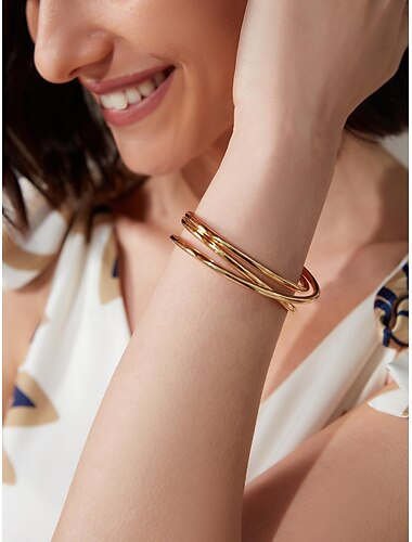  Damen Armreife Gold Messing Böhmen Neutral Modisch