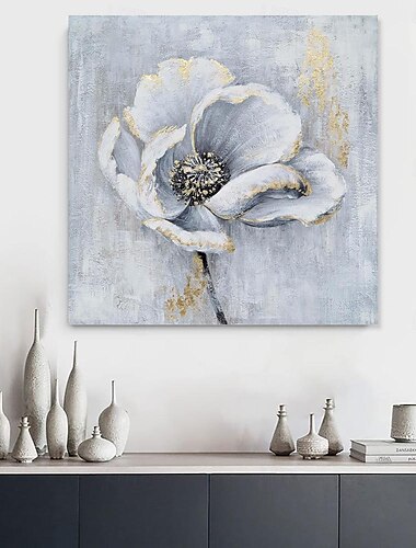  handgefertigtes Ölgemälde auf Leinwand, Wandkunst, Dekoration, moderne abstrakte Blumen für die Inneneinrichtung, gerolltes, rahmenloses, ungedehntes Gemälde