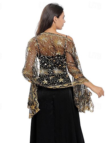  star moon broderad sjal för brudens bröllopsklänning, aftonklänning, qipao och damsjal