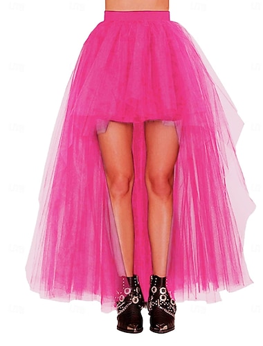  Jupon sous jupe en tulle pour femme, tutu long hi-lo, taille élastique, jupe de fête, festival