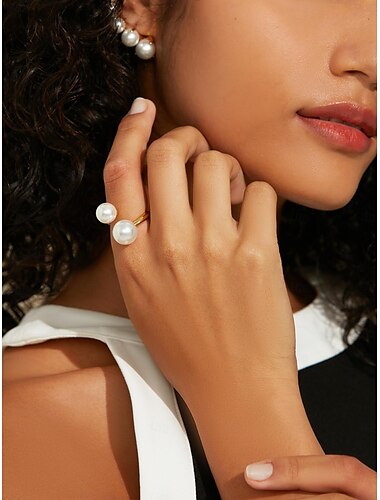  Femme Fixations de bague Dorée Laiton Perle Rétro Vintage