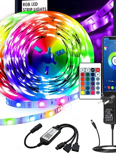  led-nauhavalosarja 16,4-65,6 jalkaa älykäs bluetooth-sovellus ohjattu rgb-musiikki synkronoitu värinvaihto ajastettuna tee-se-itse-makuuhuoneen koristelu lomajuhliin makuuhuoneen lastenhuoneen sisustus