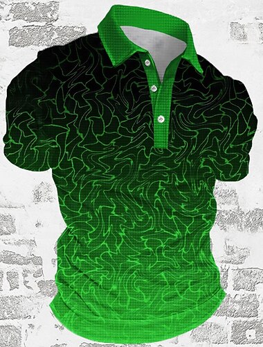  Per uomo Grafico Maglia da golf Manica Corta Magliette polo Camicie con Colletto Casual Abbigliamento da vacanza Abbigliamento da rave Abiti da festa Bottoni Stampa 3D Estate Primavera Giallo oro