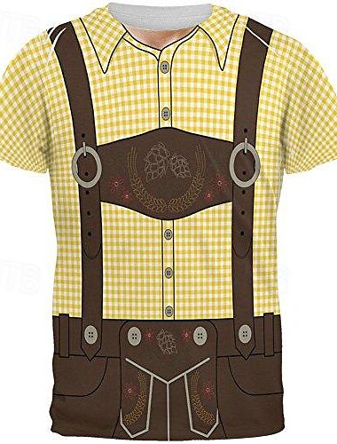  Oktoberfestbier T-Shirt-Ärmel Lederhosen Grafik Für Paar Herren Damen Erwachsene Oktoberfestbier 3D-Druck Urlaub Party