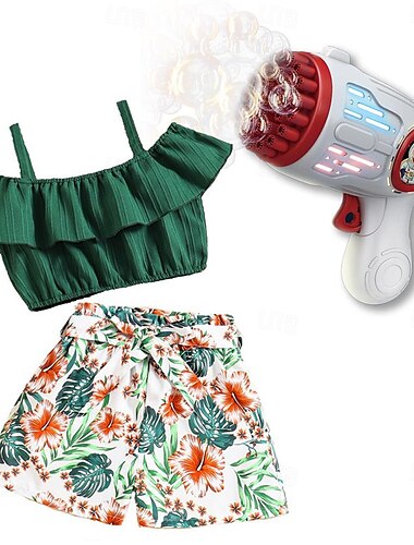  2 stuks kindermeisjes effen kleur broekpak set mouwloze mode buiten 3-7 jaar zomer