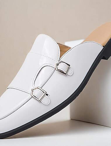  Homme Sabots et mules Cuir PU Confortable Antidérapantes Mocassins Noir Blanche