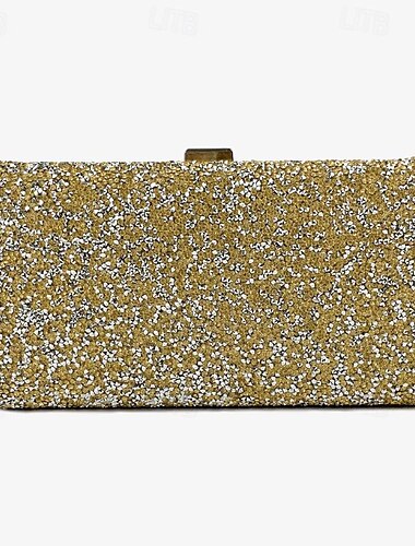  Damen Clutch Abendtasche Abendtasche Polyester Party Hochzeitsfeier Strand Strass Kette Hohe Kapazität Multi-Carry Feste Farbe Silber Schwarz Champagner