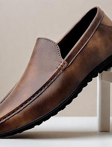  Homens Mocassins e Slip-Ons Mocassins Comfort Penny Loafers Couro Confortável Antiderrapante Mocassim Preto Marron