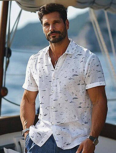  Voor heren Effen Kleur Korte mouw Comfortabel Zakelijk informeel Sport & Outdoor Casual Dagelijks Zomer Strijkijzer Wit