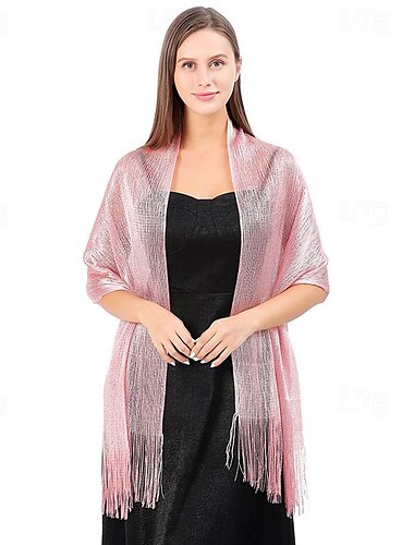  Wraps für Hochzeitsgäste Glitzer Strahlend & Funkelnd Ärmellos Polyester Hochzeit Schals Mit Quaste Für Hochzeit Herbst
