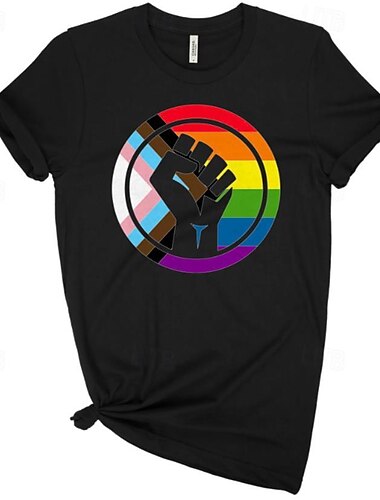  LGBTQ LGBTQ T-Shirt-Ärmel Pride-Shirts Regenbogen Pride-Faust-Flagge Lesbisch Fröhlich Für Unisex Erwachsene Halloween Karneval Maskerade Heißprägen Pride Parade Pride-Monat