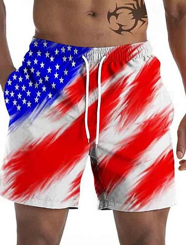  Independence Day 4 juli Amerikaanse Vlag Sportkleding Strandshorts Amerikaanse Vlag Harajuku Grafisch Kawaii Voor Voor heren Volwassenen Maskerade 4 juli 3D afdrukken Festival