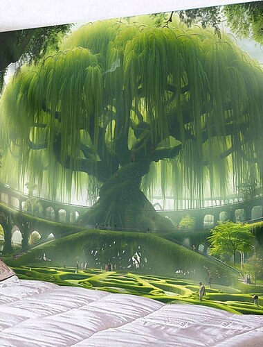  Landschaft Baum des Lebens hängen Wandteppich Wandkunst große Wandteppich Wandbild Dekor Fotografie Hintergrund Decke Vorhang Haus Schlafzimmer Wohnzimmer Dekoration Wandtuch XXL Natur
