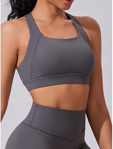  Damen Leichte Unterstützung Sport Bustier bh Sport-BH Bustier Rückenfrei mit am Rücken überkreuzten Trägern BH-Oberteil Gefüttert Fitness Freizeit Sport Laufen Atmungsaktiv Leichtgewichtig Weich